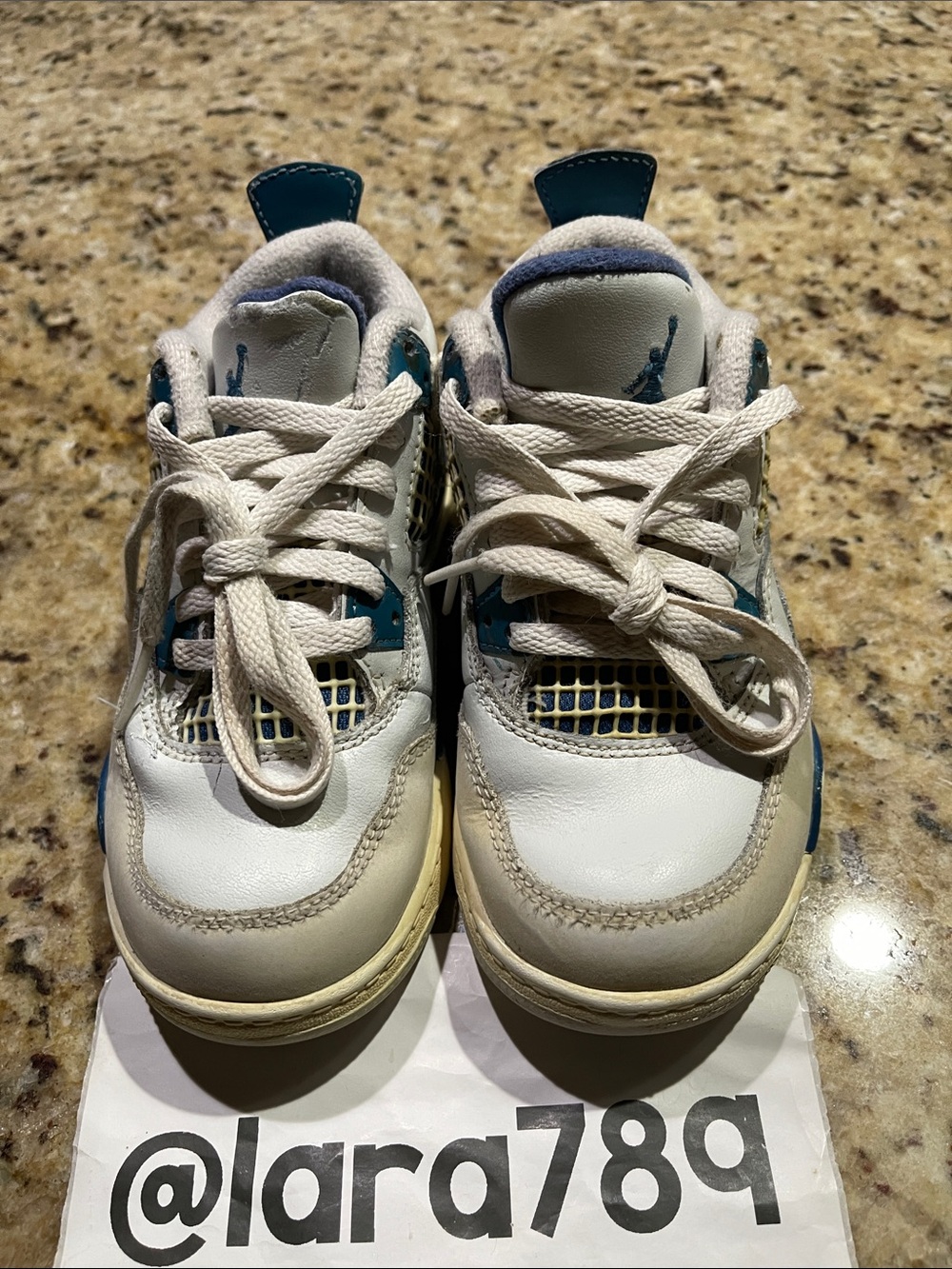 Jordan 4 Retro White and Teal/Blue Sneakers